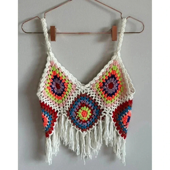 Unbranded Womens Ethnic Bohemian Crochet Boho Chic Tank Top Multi Sz M - Picture 3 of 7